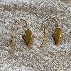 Gold Heart Hook Earrings for Women